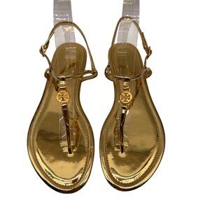 Tory Burch Metallic Gold T-Strap Sandals